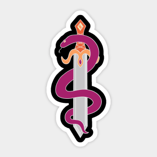 Sword and Snake (Lesbian Colors) Sticker